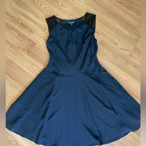 EXPRESS - Skater dress, midnight blue with mesh shoulders, size 10